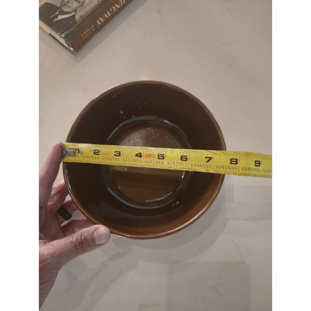 Vintage Frankoma Pottery 6N Flame Red, Orange, Brown Serving Vegetable Bowl 7.5